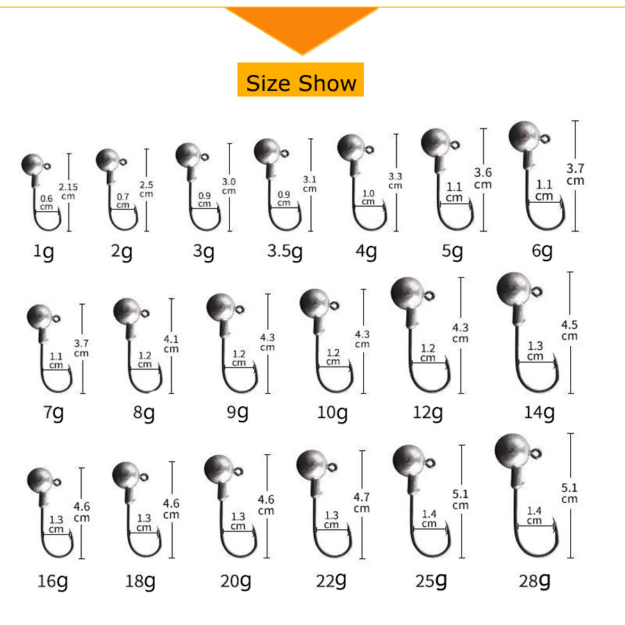 Anzol Jig Head de 1g, 2g, 3g,  - Fishing Hook Assortment avaliação e preço