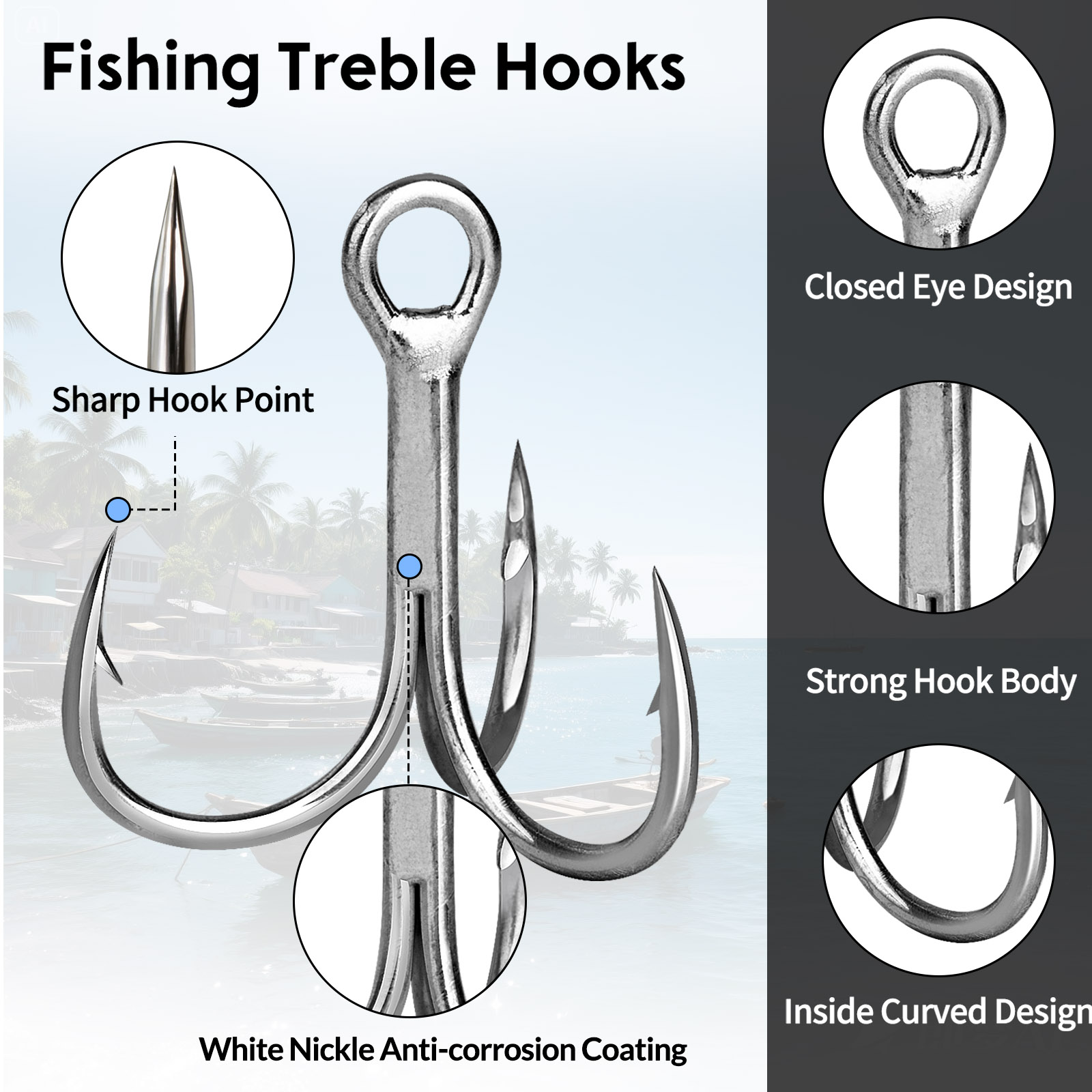 Anzóis Triplos 9KM para Água S - Fishing Hook Offset avaliação e preço