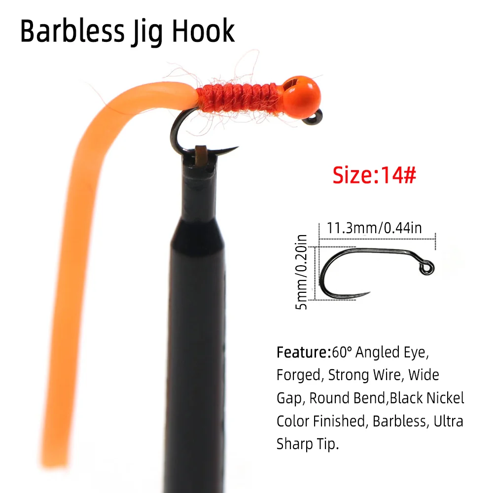 4 peças # 14 Moscas de Pesca c - Fishing Hook Barbless avaliação e preço